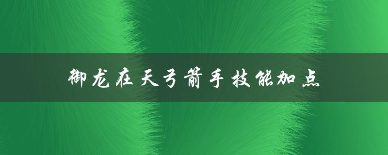 御龙在天弓箭手技能加点(如何正确分配技能点)