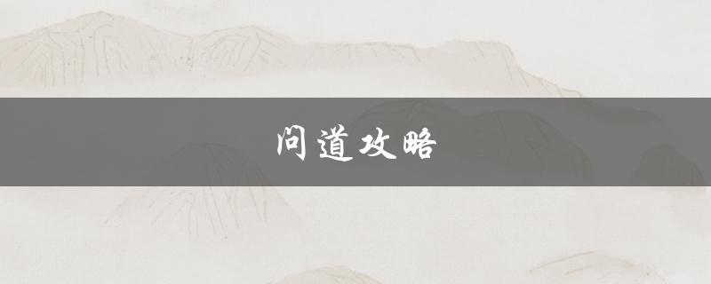 问道攻略(如何成为高手)